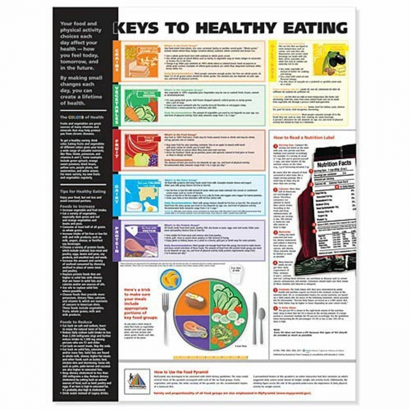 Keys To Healthy Eating Chart (52x70cm) With Special Rigid Lamination and Plastic Rollers