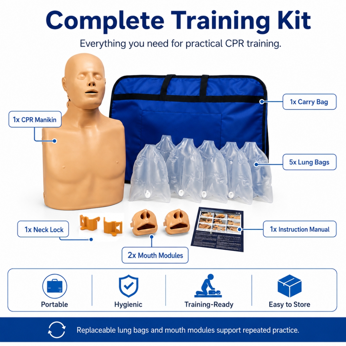 PractiMan CPR Manikin (Advanced) – Dual Mode Infant/Adult | Latex-Free | EU Certified | Made in Spain