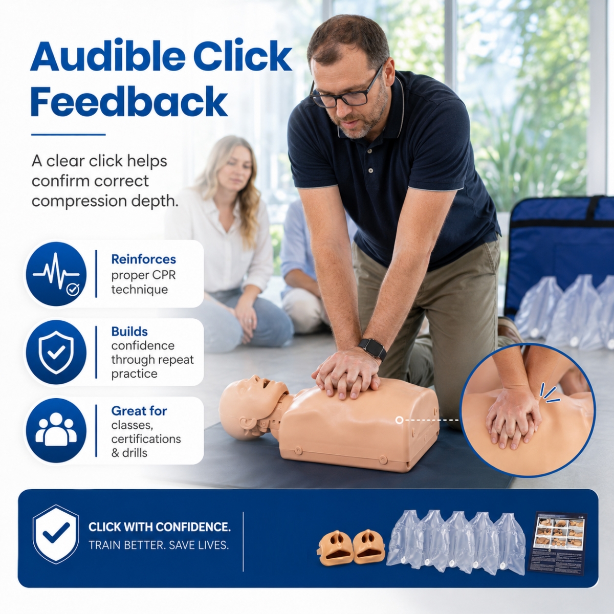 PractiMan CPR Manikin (Advanced) – Dual Mode Infant/Adult | Latex-Free | EU Certified | Made in Spain