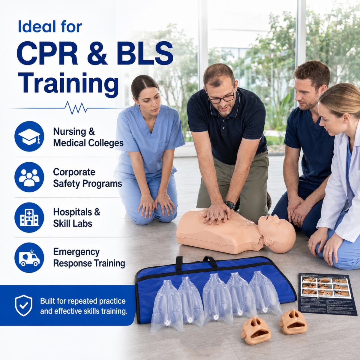 PractiMan CPR Manikin (Advanced) – Dual Mode Infant/Adult | Latex-Free | EU Certified | Made in Spain