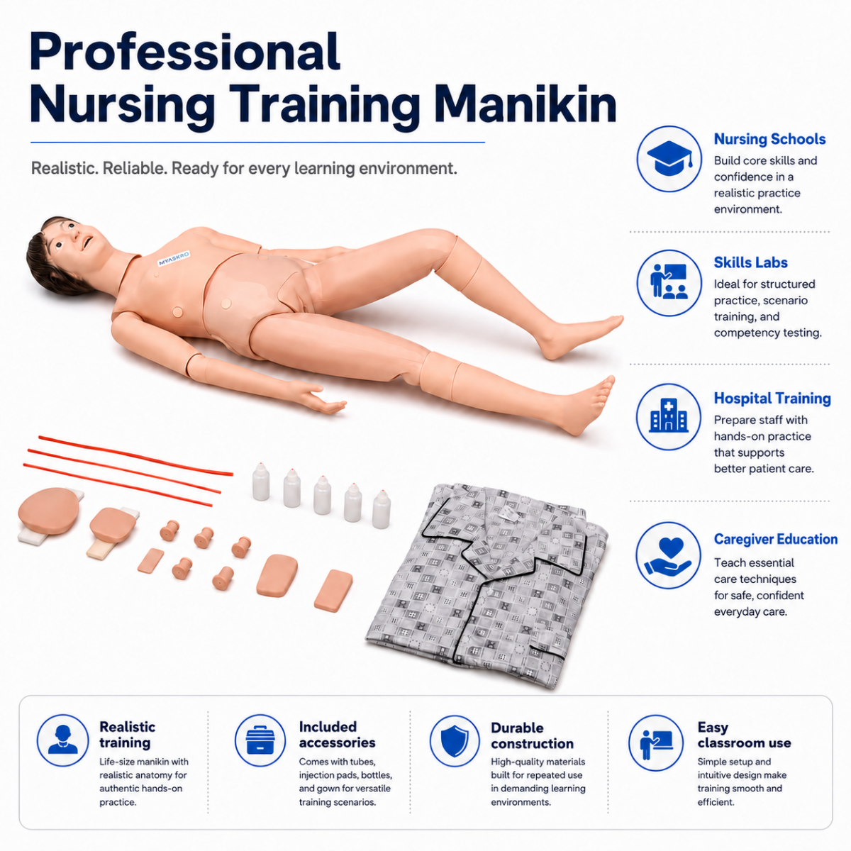 MYASKRO Multi-Functional Nursing Training Manikin for Patient Care