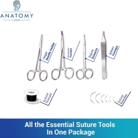 Suture Practice Kit With Large Suture Training Pad, Surgical Instruments, Suture Thread, 6 Needles And Carry Bag