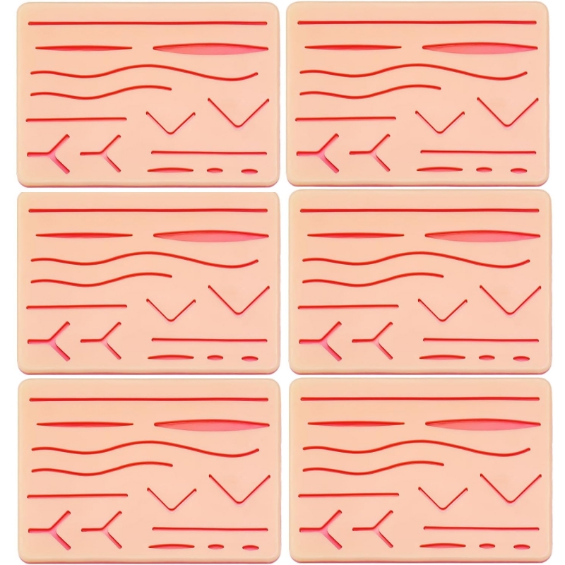 Suture Practice Pads Set (6 Pcs) with Pre-Cut Wounds – Hard-to-Tear, Durable Training Pads for Medical & Vet Students, Nursing Skills Practice | Myaskro