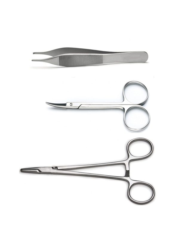 Needle Holder, Iris Scissor & Adson Forceps - Set Of 3 Surgical Instruments