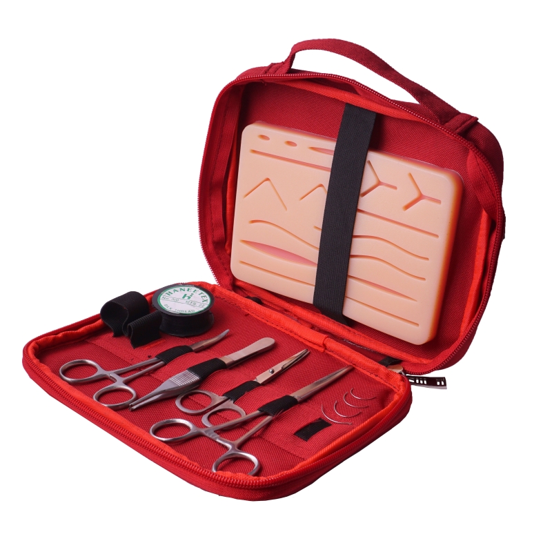 Suture Practice Kit With Large Suture Training Pad, Surgical Instruments, Suture Thread, 6 Needles And Carry Bag