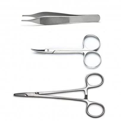Needle Holder , Iris Scissor And Adson Forcep - Complete Tools Set For Suturing By MYASKRO